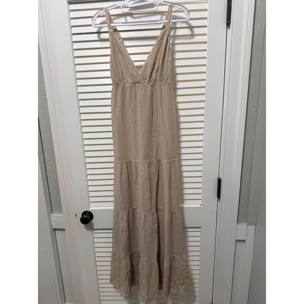 Seaspice (Beige) Tiered 100% Peruvian Cotton Maxi Dress Women One Size